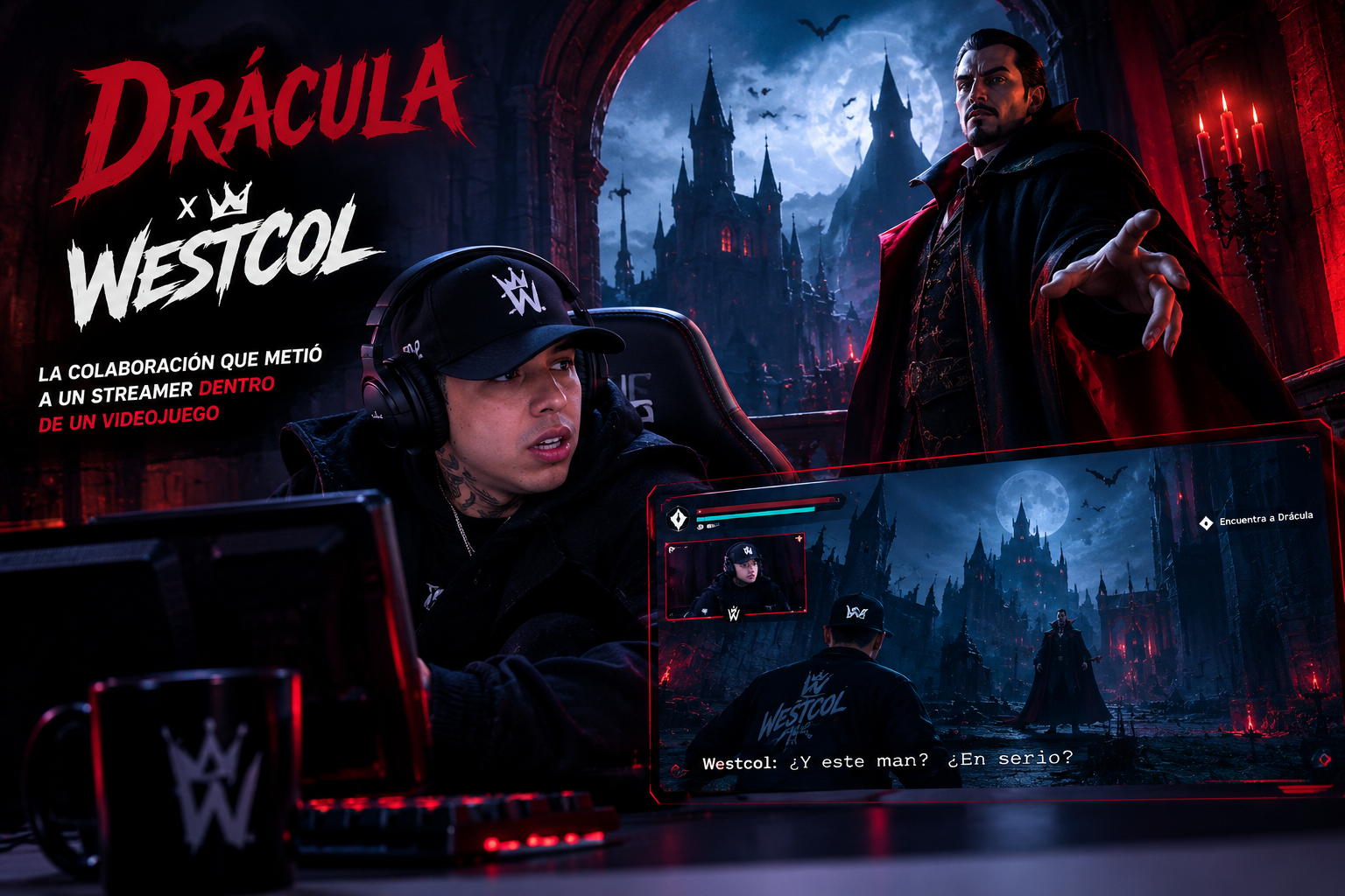 ahora para este Drácula y Westcol: la colaboración que metió a un streamer dentro de un videojuego